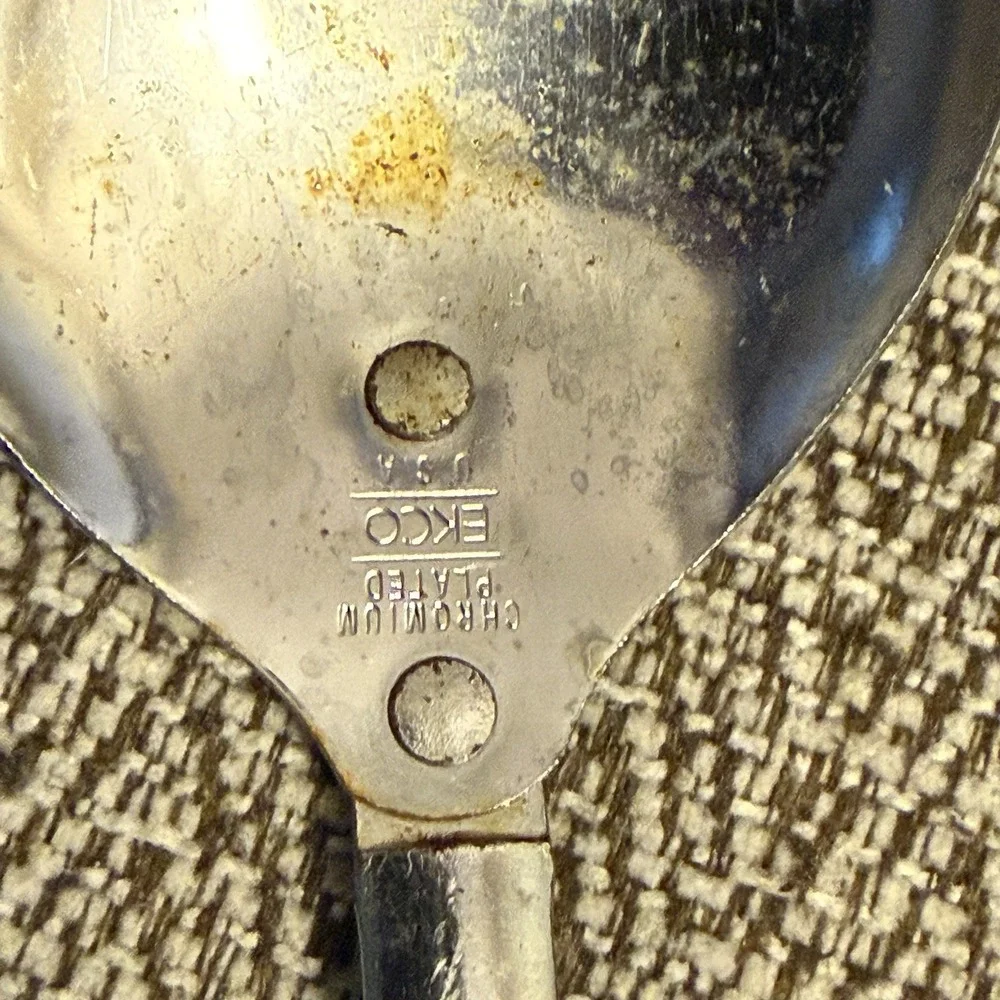 Vintage Ecko 'Spice of Life' Vegetables Chromium Plated Slotted Spoon Meat Fork‎